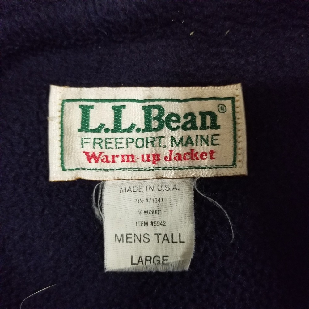 L.L. Bean Warm-up Jacket Mens Large Tall Gray Fleece Lined Made USA Distressed - Picture 3 of 15
